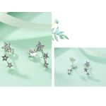 Strieborné náušnice s tromi hviezdičkami