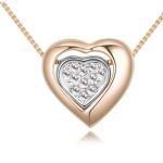 Náhrdelník s krištáľovým príveskom srdce, šampanské/strieborné