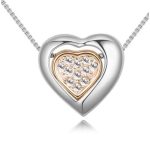 Náhrdelník s krištáľovým príveskom srdce, striebro/šampanské