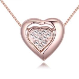   Náhrdelník s krištáľovým príveskom srdce, ružové zlato