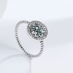 Strieborný prsteň s motívom stromu života, zelený, veľkosť 6
