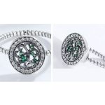 Strieborný prsteň s motívom stromu života, zelený, veľkosť 6