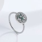 Strieborný prsteň s motívom stromu života, zelený, veľkosť 7