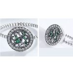 Strieborný prsteň s motívom stromu života, zelený, veľkosť 7