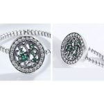 Strieborný prsteň s motívom stromu života, zelený, veľkosť 8