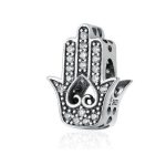 Strieborná ruka kúzla Fatima so zirkónovým kryštálom