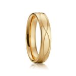 Pánsky snubný prsteň s vlnkovým vzorom, titánová oceľ, zlatá farba, veľkosť 11