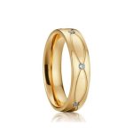 Dámsky snubný prsteň s vlnkovým vzorom, titánová oceľ, zlatá farba, veľkosť 9