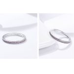 Strieborný prsteň s kryštálmi, fialový, veľkosť 7