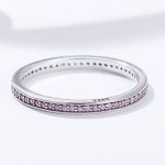 Strieborný prsteň s kryštálmi, fialový, veľkosť 7