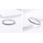 Strieborný prsteň s kryštálmi, fialový, veľkosť 8