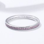 Strieborný prsteň s kryštálmi, fialový, veľkosť 8