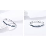 Strieborný prsteň s kryštálmi, modrý, veľkosť 6