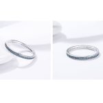 Strieborný prsteň s kryštálmi, modrý, veľkosť 7