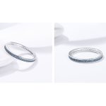 Strieborný prsteň s kryštálmi, modrý, veľkosť 8