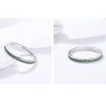 Strieborný prsteň s kryštálmi, zelený, veľkosť 6