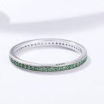 Strieborný prsteň s kryštálmi, zelený, veľkosť 6