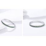 Strieborný prsteň s kryštálmi, zelený, veľkosť 7