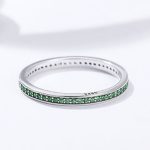 Strieborný prsteň s kryštálmi, zelený, veľkosť 7