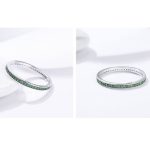 Strieborný prsteň s kryštálmi, zelený, veľkosť 8