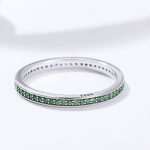 Strieborný prsteň s kryštálmi, zelený, veľkosť 8