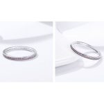 Strieborný prsteň s kryštálmi, fialový, veľkosť 6