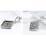 Strieborný náhrdelník s kryštálovým príveskom v tvare kosoštvorca