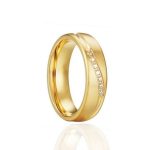 Dámsky snubný prsteň z titánovej ocele zlatej farby, veľkosť 7