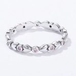 Strieborný prsteň s kryštálmi, fialový, veľkosť 6