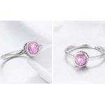 Strieborný prsteň s krištáľom, ružový, veľkosť 7