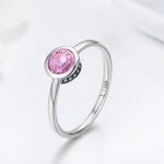 Strieborný prsteň s krištáľom, ružový, veľkosť 8