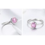 Strieborný prsteň s krištáľom, ružový, veľkosť 8