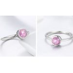 Strieborný prsteň s krištáľom, ružový, veľkosť 6