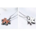 Strieborný náhrdelník s príveskom z javorového listu, bordový