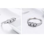 Strieborný prsteň s tromi kryštálmi, veľkosť 6