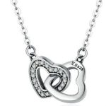 Strieborný náhrdelník s dvoma spojenými srdiečkami