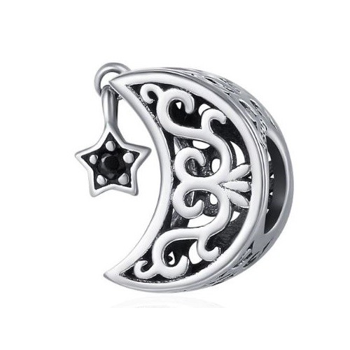 Strieborný mesačný kúzlo s hviezdou