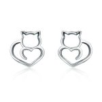 Strieborné náušničky, mačička