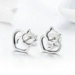 Strieborné náušničky, mačička