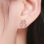 Strieborné náušničky, mačička