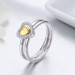 Strieborný prsteň s ozdobou v tvare srdca, veľkosť 7