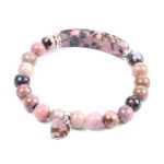 Rodonitový náramok s príveskom srdiečko