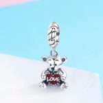 Ezüst charm, mackó