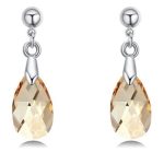 Náušnice v tvare kvapky zdobené kryštálmi Swarovski, broskyňa