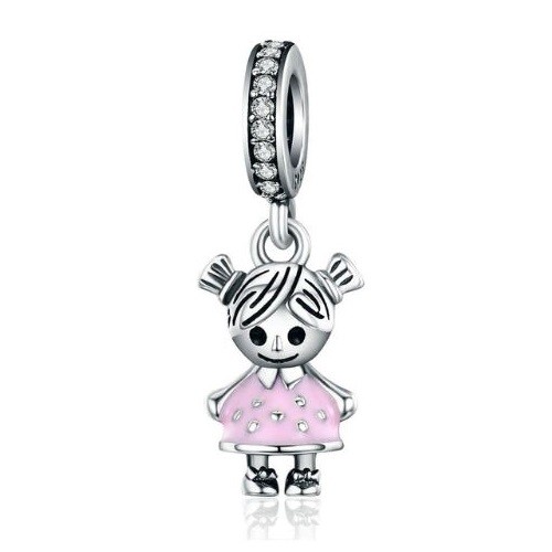 Strieborné dievčatko so zirkónovým kryštálom