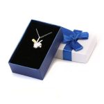 Šperkovnica s modrou mašľou, papier, 9 x 7 cm