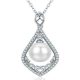 Strieborný náhrdelník s príveskom v tvare kvapky a perlou, biela
