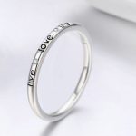 Strieborný prsteň s nápisom love, veľkosť 8