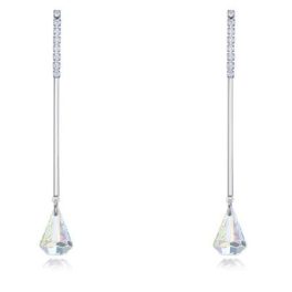   Dlhé, visiace náušnice zdobené kryštálmi Swarovski, modro-biele
