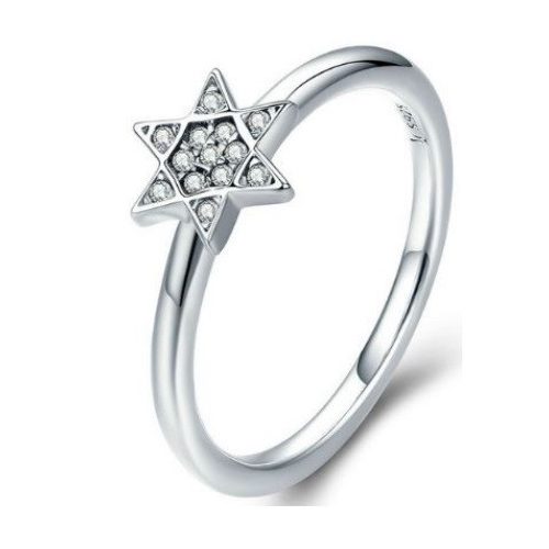 Strieborný prsteň s hviezdičkou, veľkosť 7